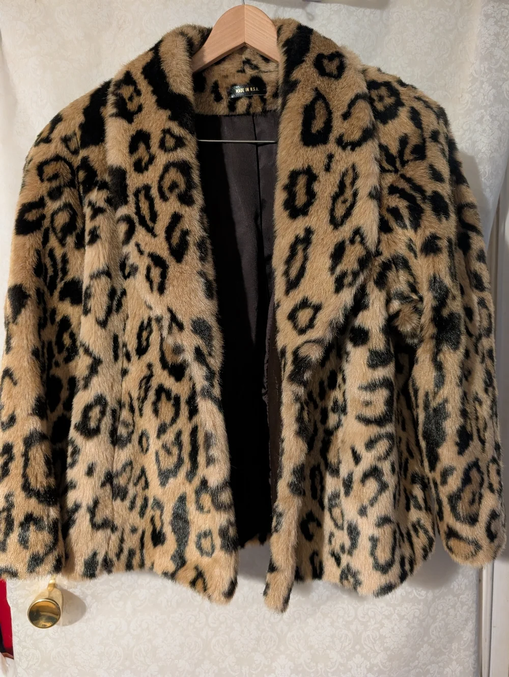 Faux Fur Leopard Car Coat Vintage? Silky Lining - Picture 16 of 16